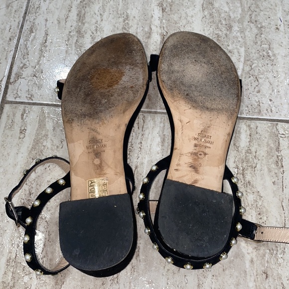 Stuart Weitzman pearl black suede sandals - Picture 3 of 3